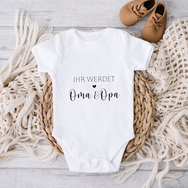 Ihr werdet Oma Opa Babybody kurzarm personalisierbar | Schwangerschaft verkünden | Bodysuit | Baby | Geburt | Babygeschenk | Geburtsgeschenk