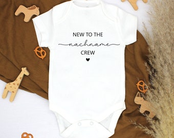 Baby bodysuit New to the Crew short-sleeved, customizable with name | Announce pregnancy | Baby | birth | Baby gift | Birth gift