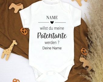 Patentante Patenonkel Baby body mit Name personalisierbar, Schwangerschaft verkünden, Body Baby, Geburtsgeschenk, Babybody personalisiert