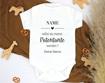 Godmother godfather baby body personalized with name, announce pregnancy, body baby, birth gift, baby body personalized
