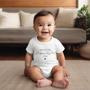 Baby bodysuit New to the Crew short-sleeved, customizable with name Announce pregnancy Baby birth Baby gift Birth gift image 3