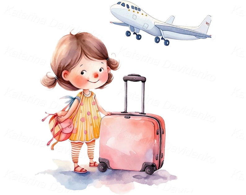 Collection of Watercolor Cartoon Kids Vacation PNG Clipart, Summer ...