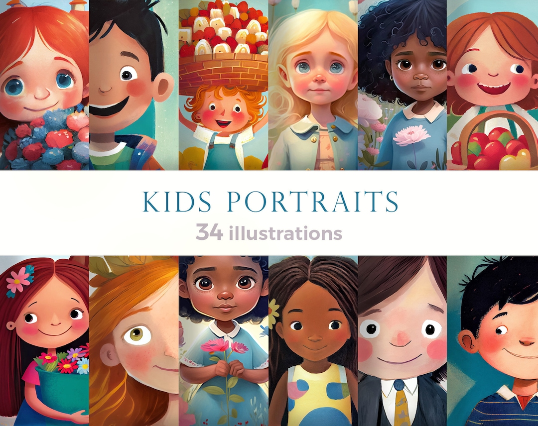 Cartoon Kids Illustration. Cute Boys and Girls Clipart. Illustrations ...