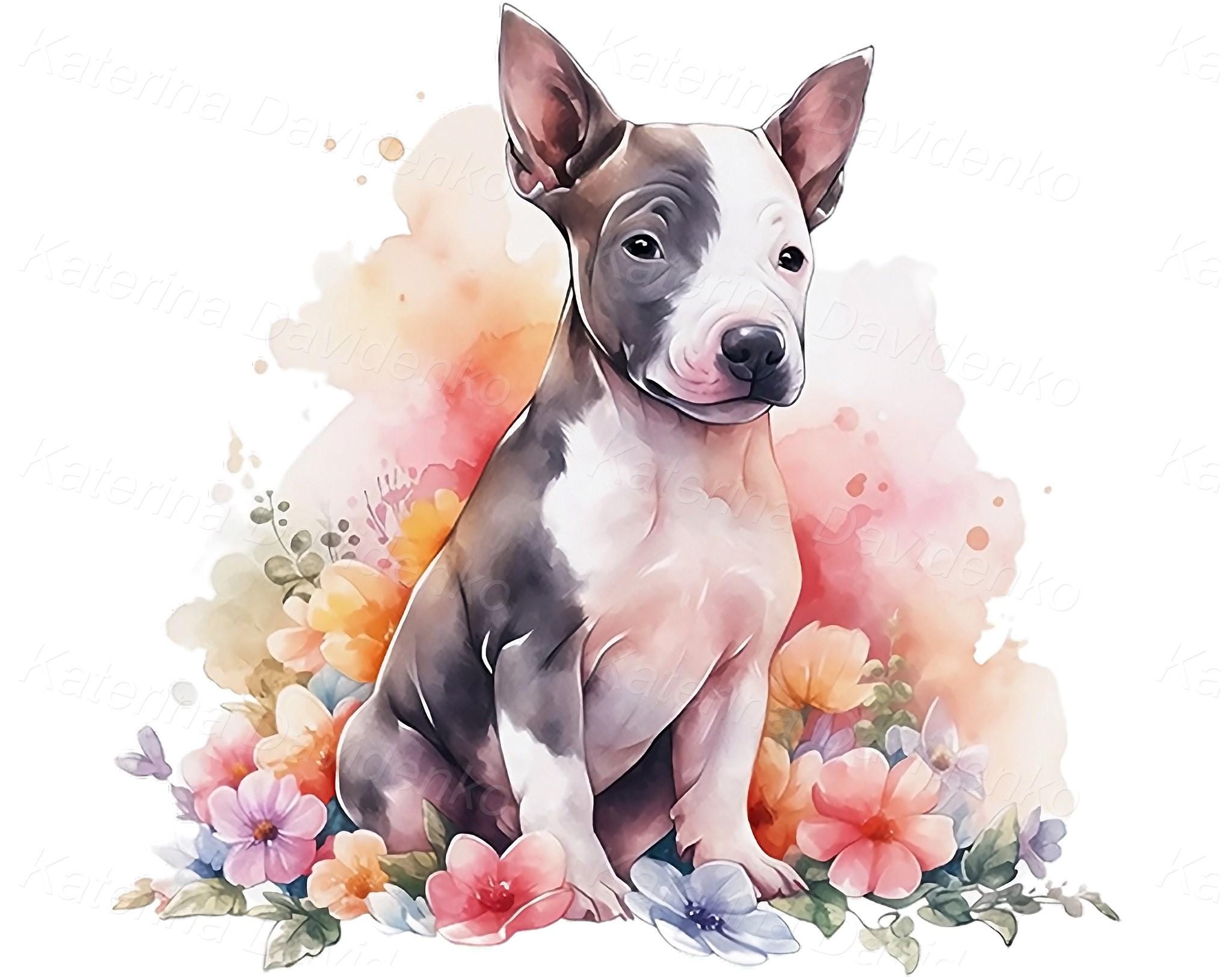 Watercolor Dog Clipart, Cute Puppy Portraits With Flowers PNG - Etsy