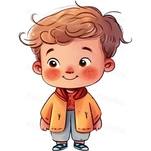 Happy Cartoon Kids Standing Clipart. Transparent PNG Children ...