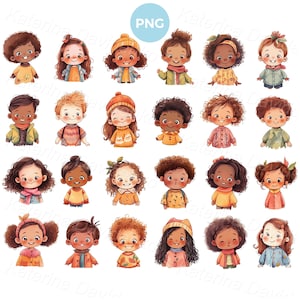 Schattige cartoon kinderen clipart set verschillende emoties gezichten kinderen clipart multi-etnische stripfiguren portret jongen meisje emoties, png