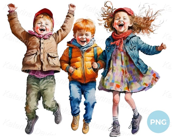 Happy kids jumping isolated  Happy kids, Childrens illustrations, Children  illustration