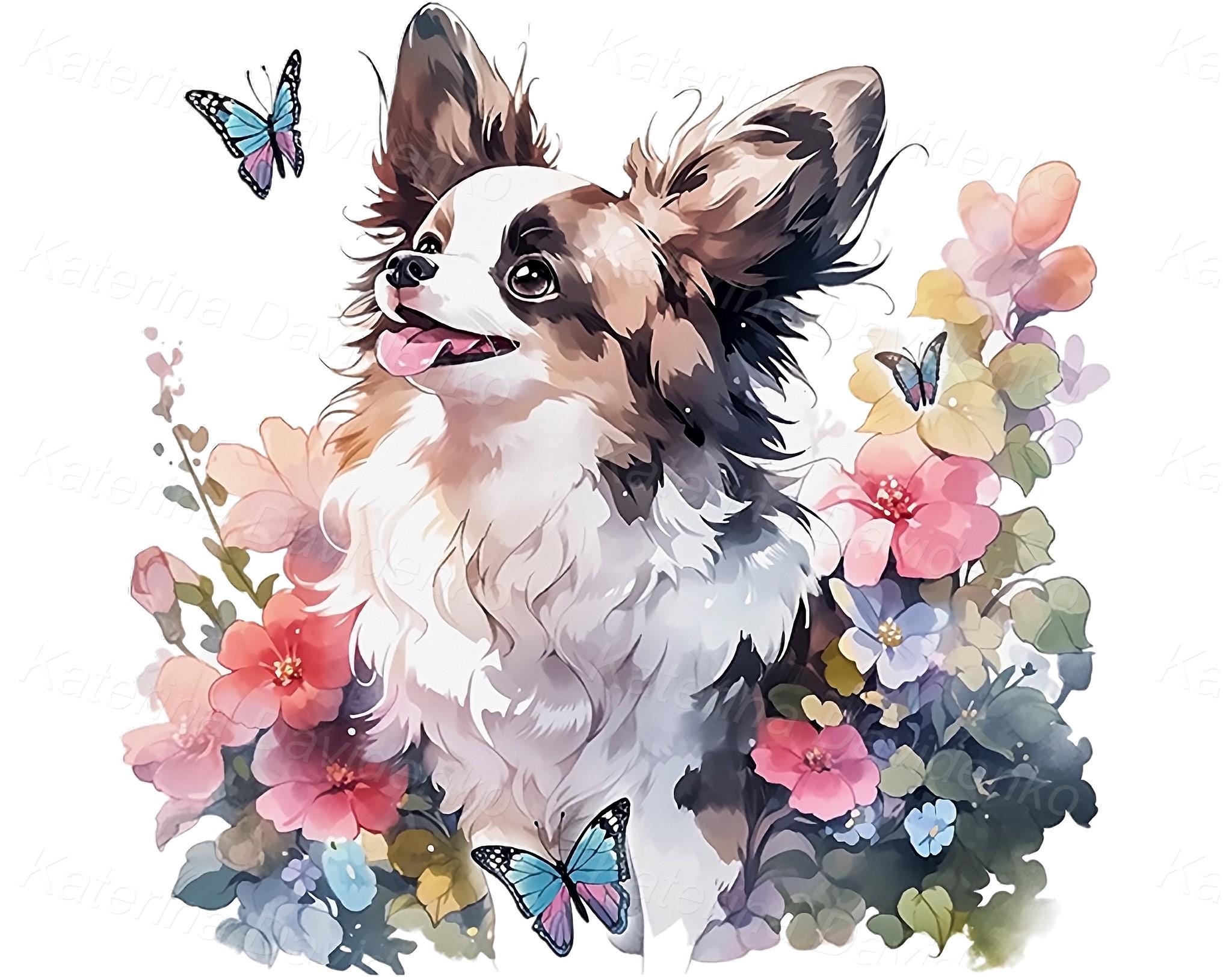 Watercolor Dog Clipart, Cute Puppy Portraits With Flowers PNG - Etsy