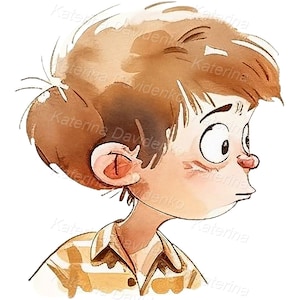 Cartoon Kids PNG Clipart Set. Little Boy With Different Emotions ...