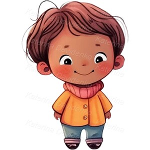Happy Cartoon Kids Standing Clipart. Transparent PNG Children ...