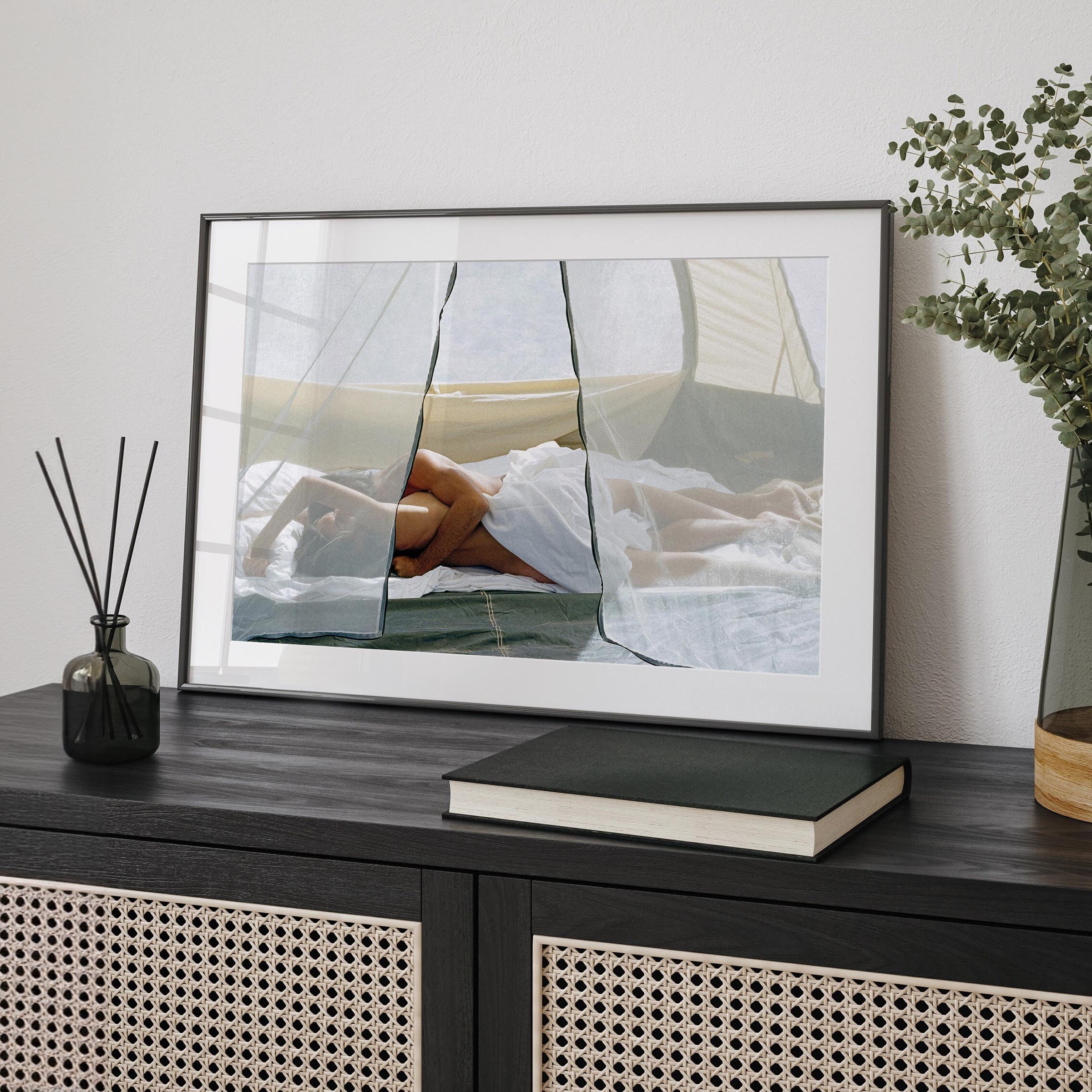 Nude Couple in Tent Poster, Naked Couple in Bed, Nude Photo Art Print