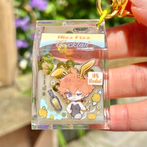 Genshin Impact Tartaglia Milk Carton Keychain (Liquid)