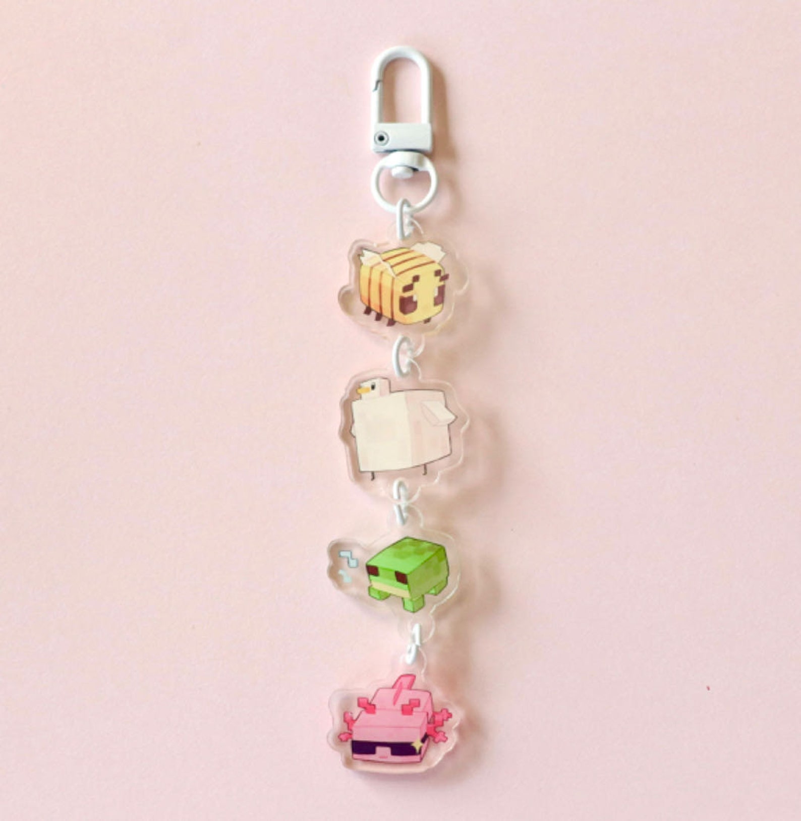 Minecraft Inspired Linked Keychain | Cute Minecraft Animals - Etsy
