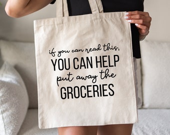 Funny Tote Bag, Grocery Tote Bag with Handles, Reusable Grocery Bag, Sustainable Gift, Sarcastic Gift for Mom, Mother's Day Gift Funny