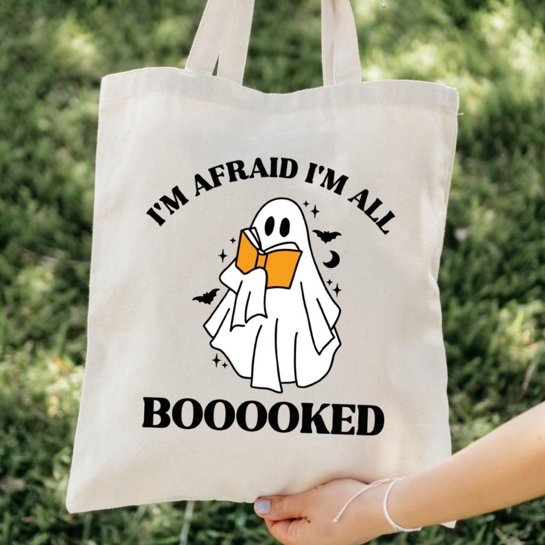 THEYGE Halloween Canvas Tote Bag - Vintage Ghost Print Reusable Grocery Bag