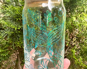 Holographic Mermaid Coffee Glass, Mermaid Coffee Tumbler for Friend, Mermaid Gift for Women, Gift for Pisces