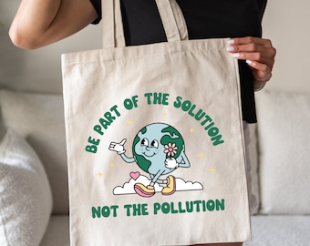 Earth Day Tote Bag, Eco Friendly Gift, Grocery Bag with Handles, Reusable Bag, Sustainable Cotton Bag