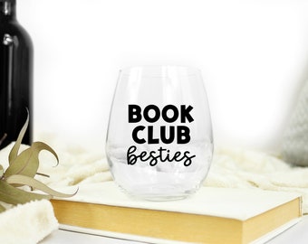 Book Club Besties Gift, Book Club Stemless Wine Glass, Bookish Gift for Women, Gifts for Book Club Friends, Reading Wine Glass