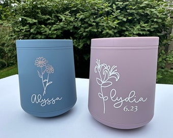 Personalized Wine Tumbler, Birth Month Flower Tumbler, Custom Wine Tumbler, Personalized Birthday Gift for Her, Gift for Friend