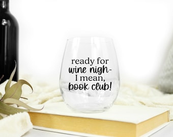 Book Club Gift for Women, Book Club Stemless Wine Glass, Book Wine Glass, Bookish Gift, Reader Gift for Her