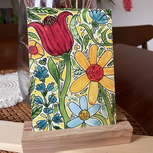 cartes postales A6 colorées de fleurs et de créatures | Temps de printemps | A6