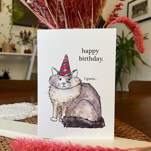 Gelukkige verjaardag Grumpy Cat-kaart | Gevouwen A6-wenskaart