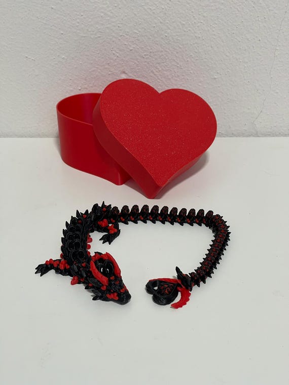 13" Articulated Heart Dragon and Box Combo Stress Relief Fidget Toy - Sweetheart Valentine's Gift box included
