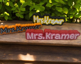 Custom 3D Printed Name Sign - Personalized Desk Name Plate - Back to School Gift - Teacher Name Sign - Office Gift for Boss or Coworker