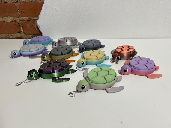 Turtle Fidget Clicker Keychain, Sensory Toy, Stress Relief Fidget