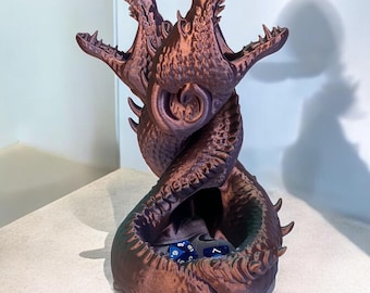 Dueling Dragons Dice Tower, Dungeons and Dragons Dice Roller, 3D Printed, Dragon Dice Tower, Dice Tray 004A 004B