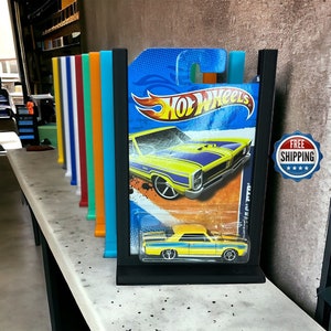 Lote de 4 expositores de Hot Wheels en cartón para tarjetas azules de la línea principal Matchbox impresos en 3D, excelente regalo para coleccionistas