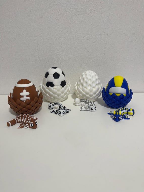 3D Printed Sports Dragon Egg | Articulated Baby Dragon Collectible