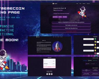 Cryptocurrency Token Website Template Landing Page | Crypto Landing Page Website | Memecoin Crypto Website