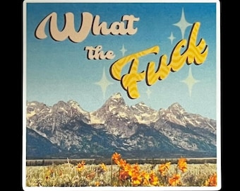 WTF Mountains Sticker, What the Fuck, Funny WTF, Weatherproof Premium Matte Sticker, Laptop, Hydroflask, Water Bottle Decal, Mountains