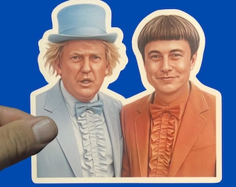 Funny Trump Musk Dumb & Dumber Sticker, DOGE, MAGA, Anti Trump, FDT Sticker, Democrat Sticker, Hydroflask, Water Bottle, Laptop Decal