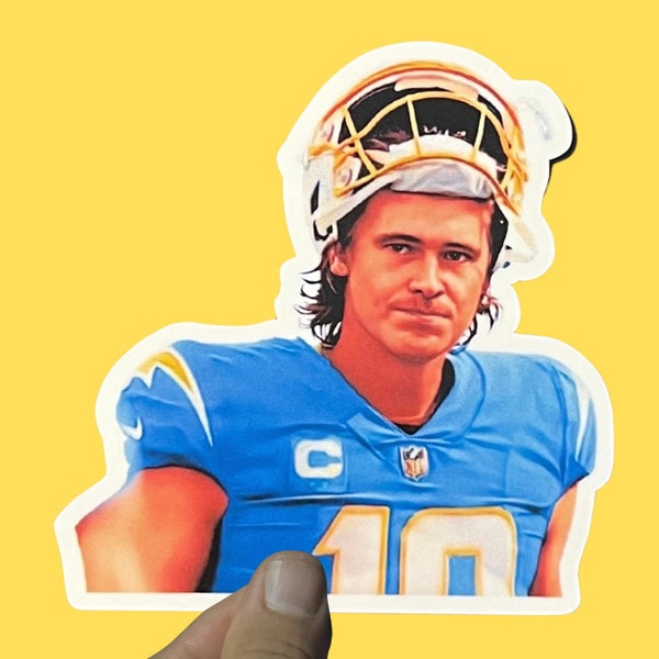 Justin Herbert Sticker, LA Chargers, Chargers, NFL, Weatherproof Premium Matte Sticker, Laptop,  Hydroflask, Water Bottle Decal