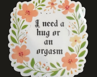 I Need A Hug OR An Orgasm Sticker - Weatherproof Premium Matte Sticker, Laptop, Hydroflask - Funny Sticker