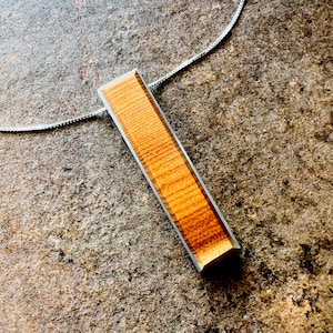 Minimalist Yew Wood Contemporary Pendant Necklace, Brown Wooden Pendant, Wood Statement Jewelry, Modern Abstract Design, Anniversary Gift