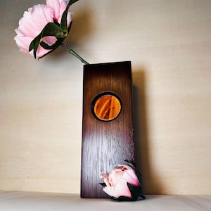 Minimalist Square Wood Vase for Flowers, Modern Home Decor for Wood and Flower Lovers, Contemporary Style Vase, Wooden Gifts for Her.