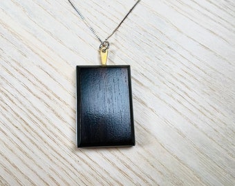 Ziricote Wood Pendant Necklace: Modern Abstract Design, Sterling Silver Chain