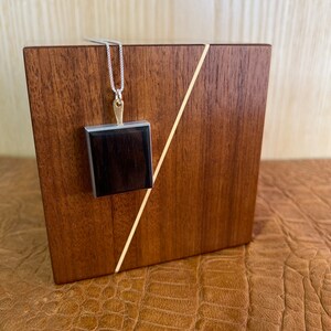 Ziricote Wood Contemporary Pendant Necklace, Brown Wooden Pendant, Wood Statement Jewelry, Modern Abstract Design, Anniversary Gift For Her