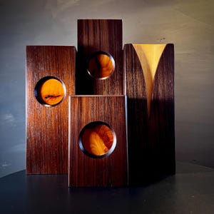 Minimalist Square Wood Vase for Flowers, Modern Home Decor for Wood and Flower Lovers, Contemporary Style Vase, Wooden Gifts for Her.