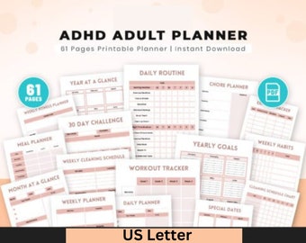 student planner notion template ADHD Planner Adult, ADHD Journal, Adhd Productivity Planner, Adhd Life Planner, Printable Adhd Planner