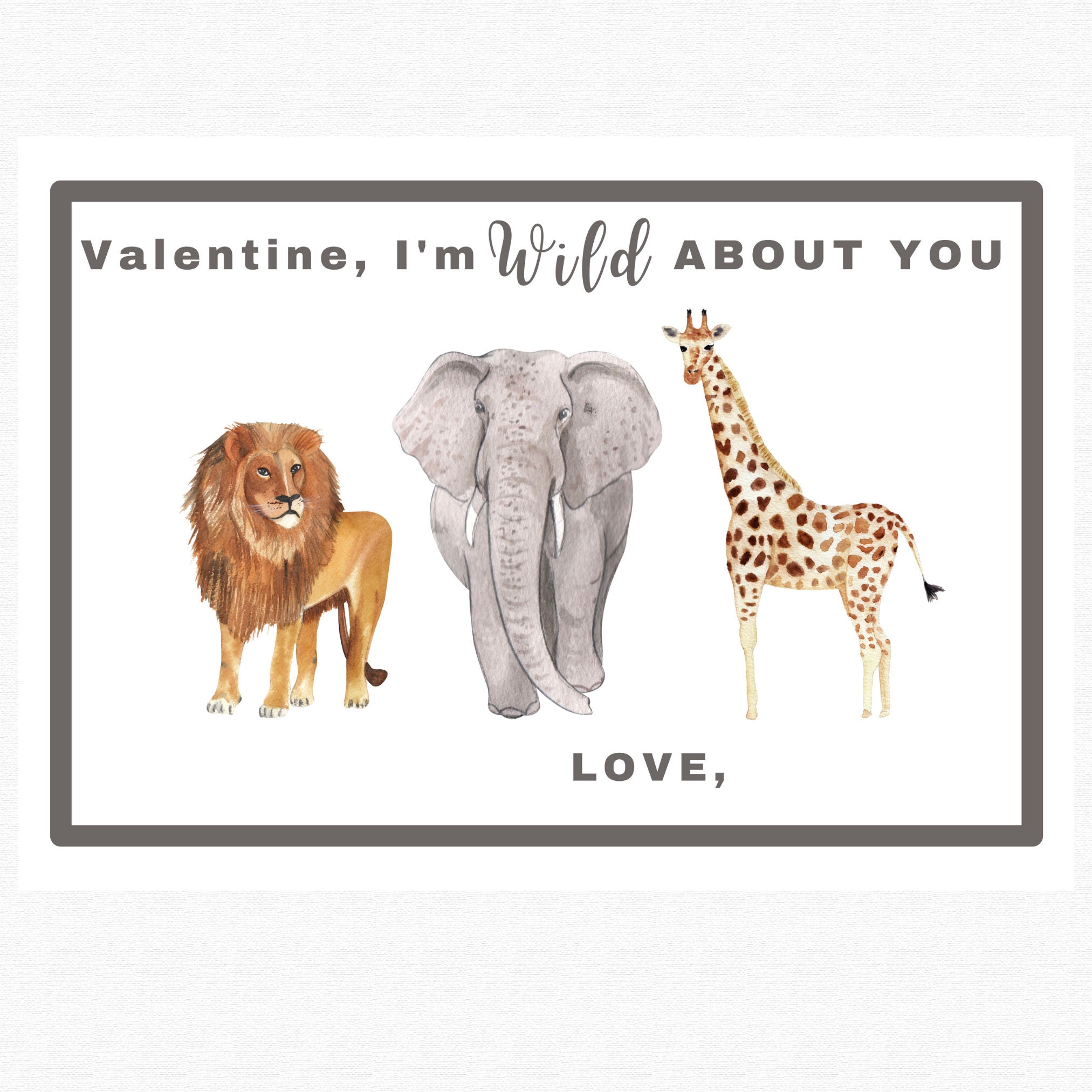 Printable Valentines Day Card for Kids, Animal Valentine Tags, Download ...
