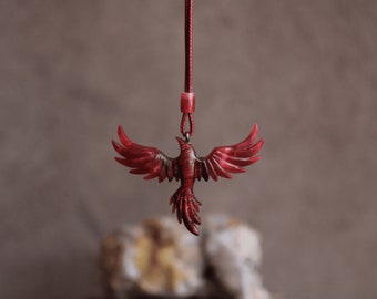 Magical Wood and Epoxy Phoenix Pendant - A Perfect Accessory for Christmas and Halloween