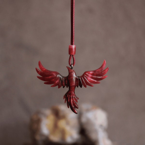 Pendentif Phoenix magique en bois et époxy - Un accessoire parfait pour Noël et Halloween