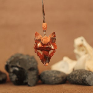 Wild Wolf, Wood and Epoxy Necklace, Wolf Head Handmade Jewelry. Men's Special Gift Pendant.