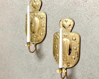 Apliques de pared suecos de latón vintage para velas – A. Eriksson Striberg, mediados de siglo, par