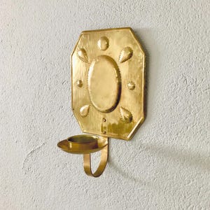 Vintage Scandinavian Brass Wall Candle Sconce – Mid-Century Swedish Wall Decor, ca. 1950s.