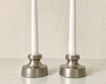 Vintage Swedish Pewter Candlesticks by Scandia Tenn, Karlshamn, 1976, Pair